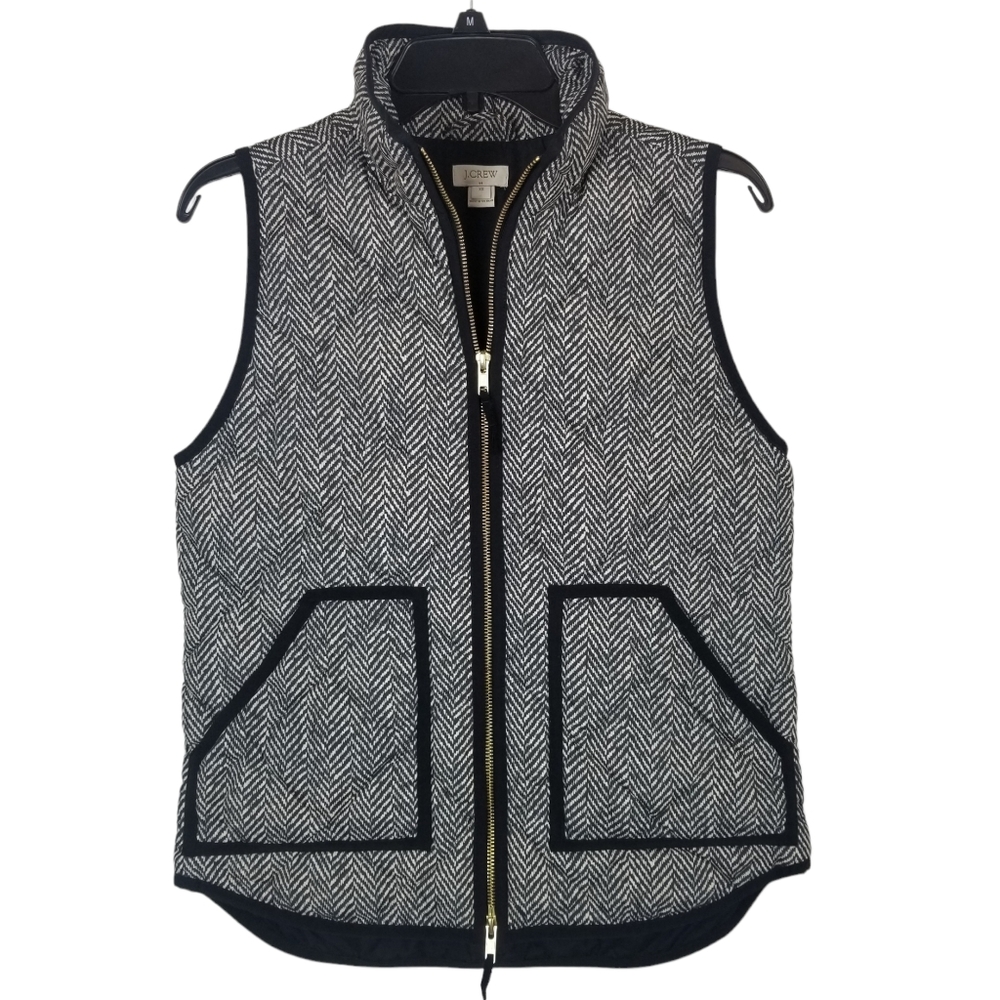 J. Crew Black and White Herringbone Vest